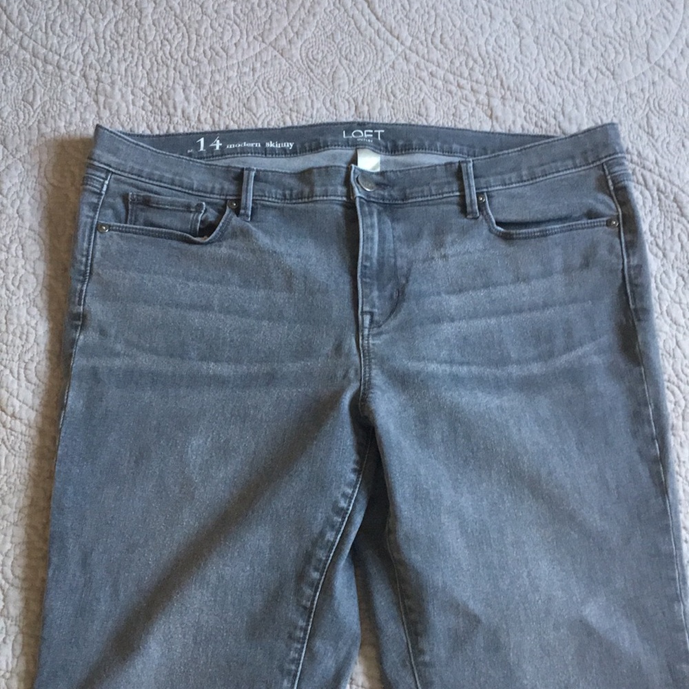 Gray Skinny Jeans-LOFT-Modern Skinny-Size 14